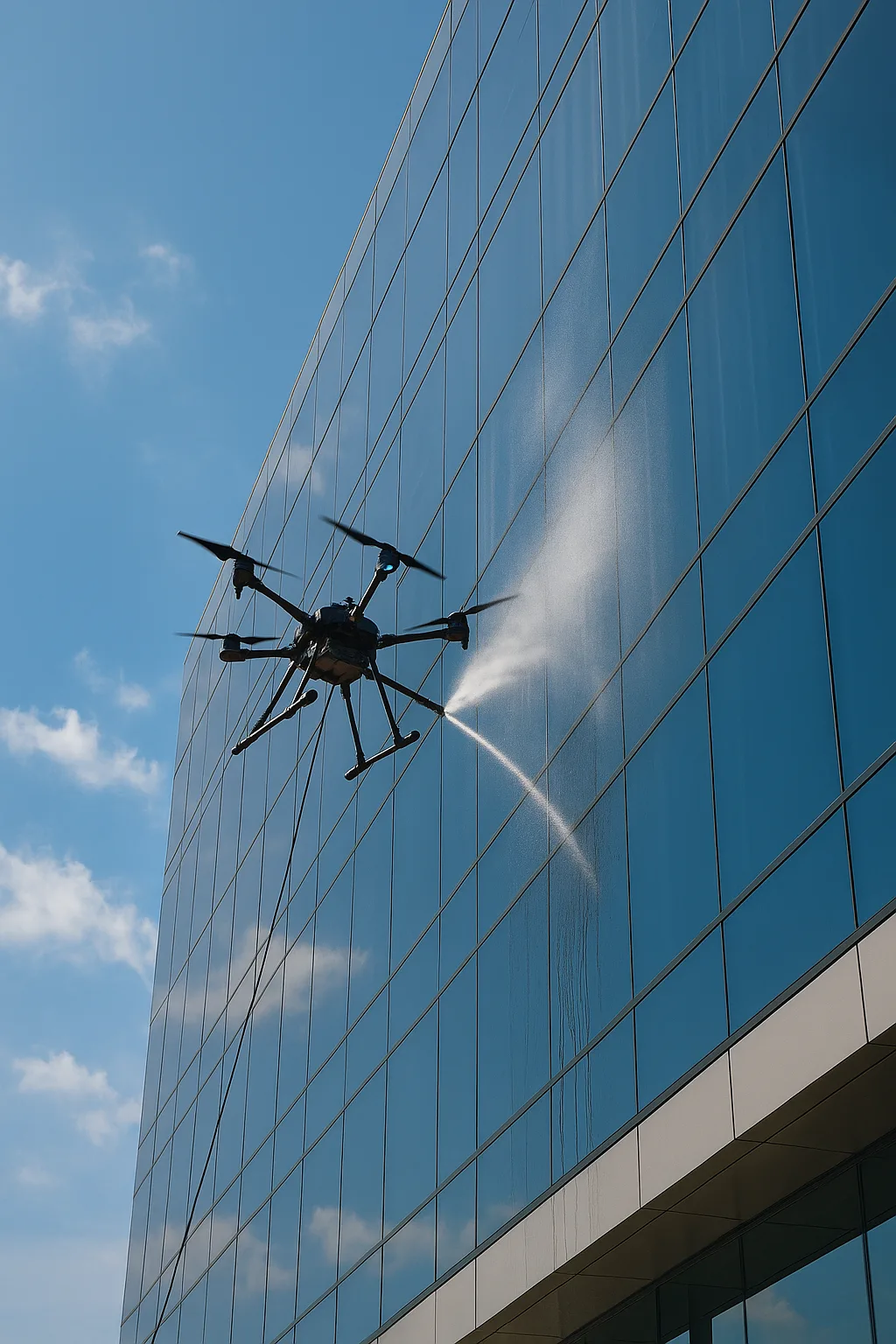 Limpeza em altura com drone: tecnologia, segurança e eficiência