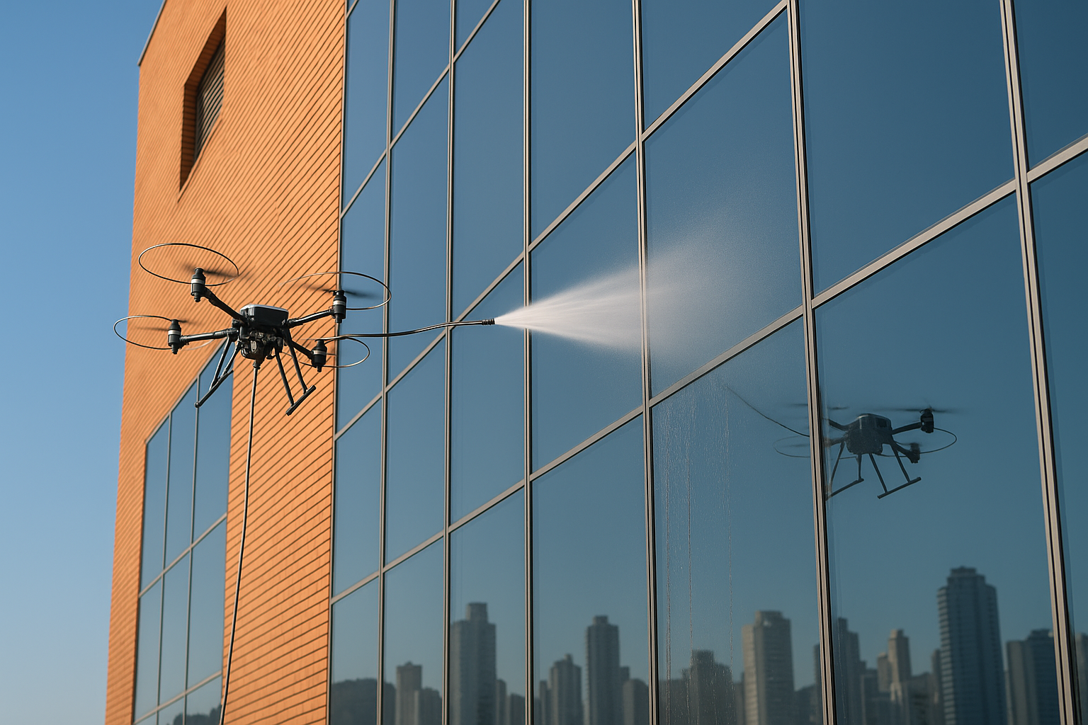 Limpeza de vidros com drone: tecnologia e precisão nas alturas